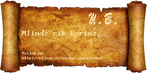 Mlinárik Borisz névjegykártya